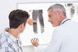 Doctor explaining X rays to his patient