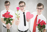 Composite image of romantic nerd