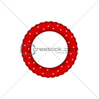 Red pool ring with white dots