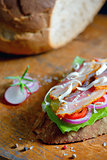 Fresh sandwiches with ham and vegetables