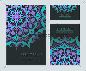 Business cards with neon ornaments