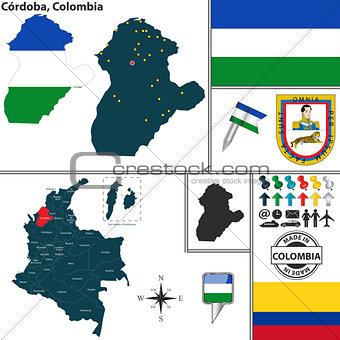 Map of Cordoba, Colombia