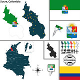 Map of Sucre, Colombia