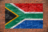 Flag of Republic of South Africa painted over brick wall
