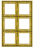 Giant golden frame containing six quadrats 