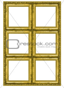 Giant golden frame containing six quadrats 