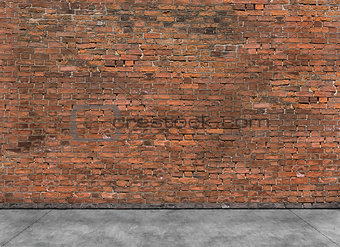 Old empty brick wall with foreground 