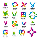 big set of vector logos abstract modules