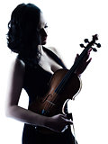 Violinist woman slihouette isolated