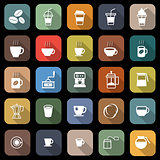 Coffee flat icons with long shadow