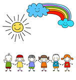kids, sun and rainbow