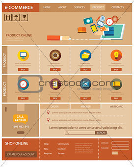 e-commerce website template flat design