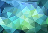abstract blue and green low poly background, vector 