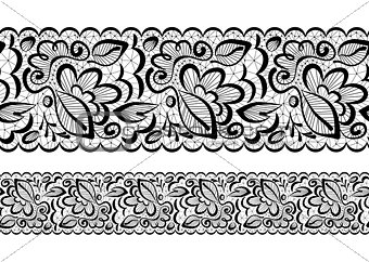 Vector seamless. Lace flowers and leaves