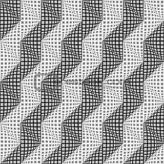Design seamless monochrome warped zigzag pattern