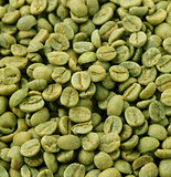 green coffee beans close-up, healthy food