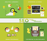 Infographic flat concept illustration of SEO