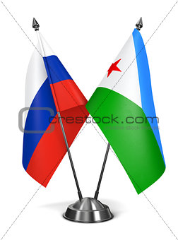 Russia and Djibouti - Miniature Flags.