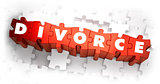 Divorce - White Word on Red Puzzles. 