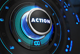 Action Button with Glowing Blue Lights.