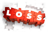 Loss - Text on Red Puzzles with White Background.