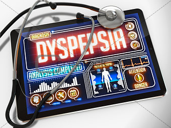 Dyspepsia on the Display of Medical Tablet.