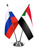 Russia and Sudan - Miniature Flags.