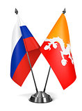 Russia and Bhutan - Miniature Flags.