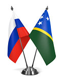 Russia and Solomon Islands - Miniature Flags.