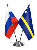 Russia and Curacao - Miniature Flags.