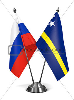 Russia and Curacao - Miniature Flags.