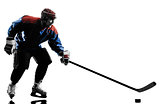 Ice hockey man player silhouette