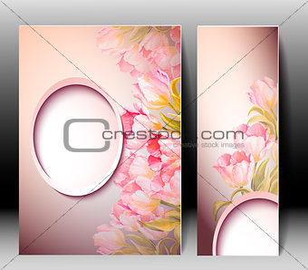 Spring flowers invitation template card