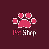 Pet shop logo with pet paw
