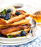 Lemon blueberry waffles with honey