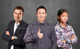 Asian team and Businessman In Suit