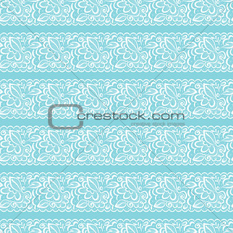 Vector seamless background. White lace on light blue