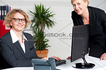 Businesswomen sitting in modern office