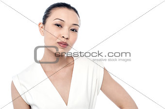 Beautiful woman isolated on white