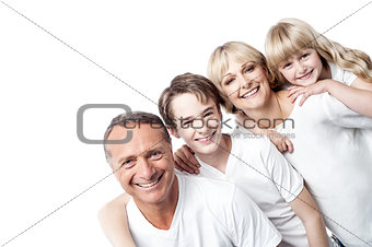 Affectionate family with children in row
