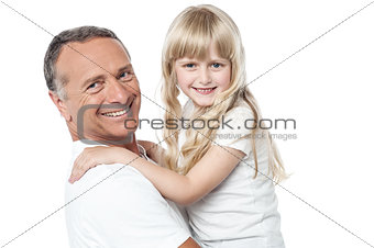 Joyful father with cute little daughter