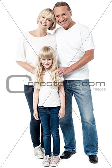 Happy family isolated on white