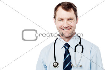 Smiling doctor isolated on white