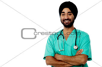 Smiling male doctor isolated on white