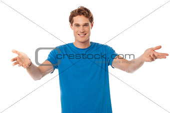 Handsome man posing on white background