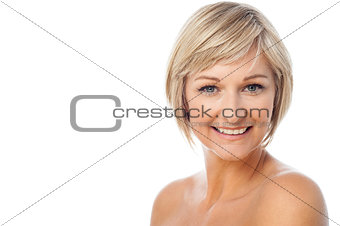 Smiling woman ready for make-up