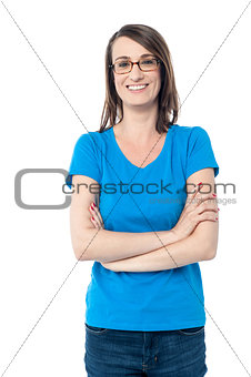 Casual portrait of smiling middle aged woman