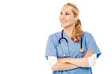 Confident female doctor over white background