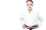 Girl ready to practice karate