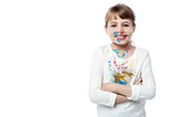 Beautiful little girl with paint of face